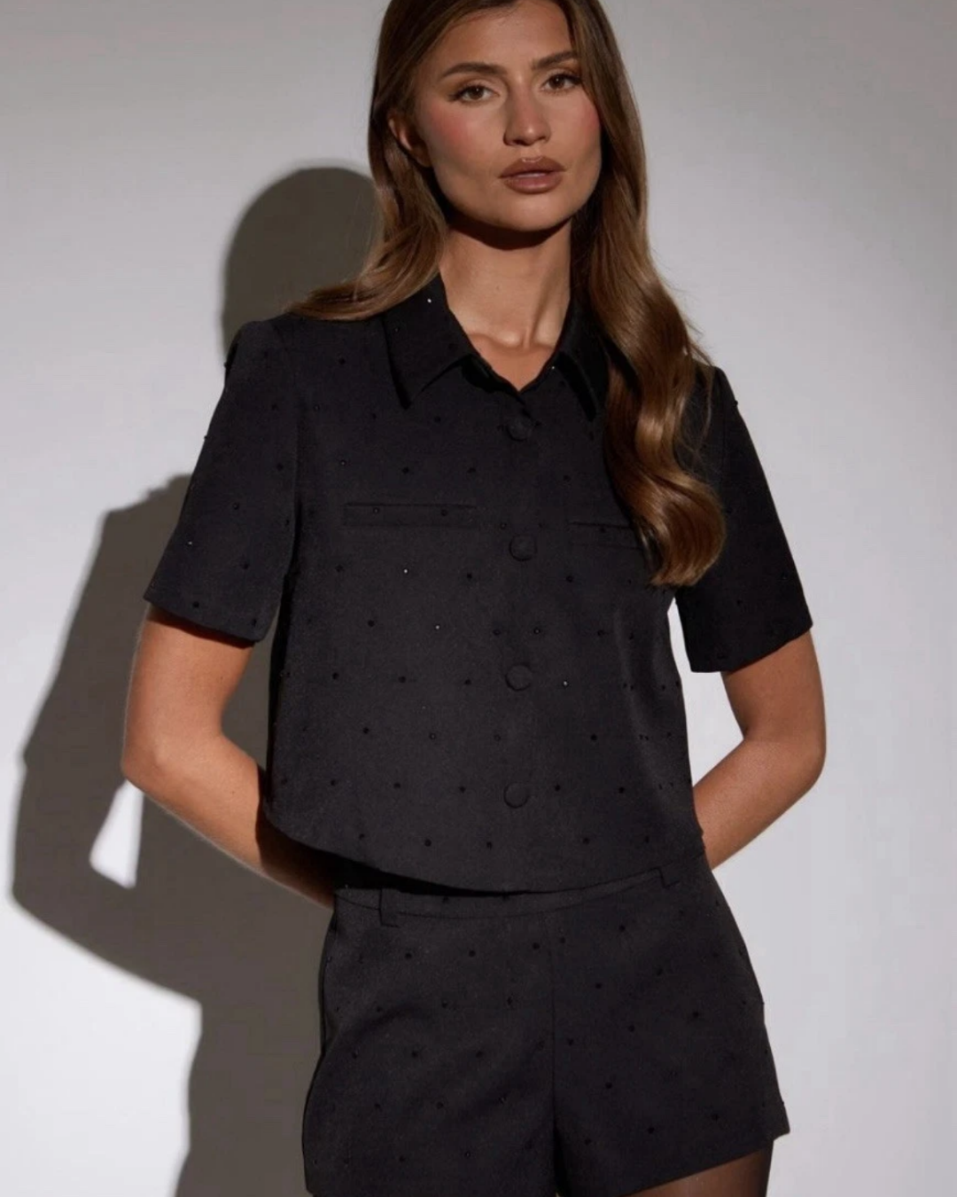 "DAX" Diamante Shirt & Shorts Co-Ord