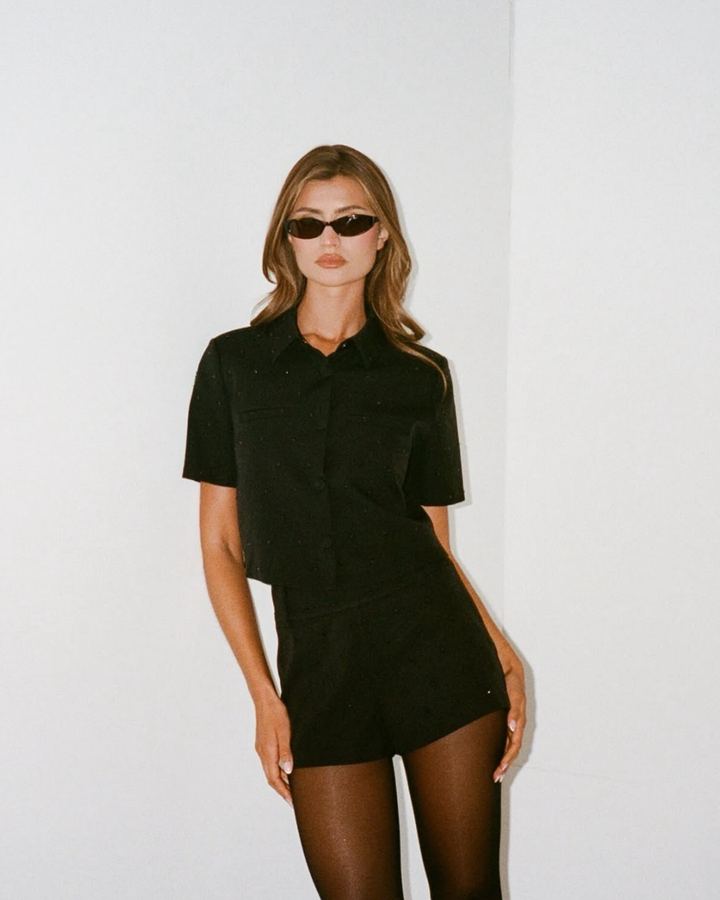 "DAX" Diamante Shirt & Shorts Co-Ord