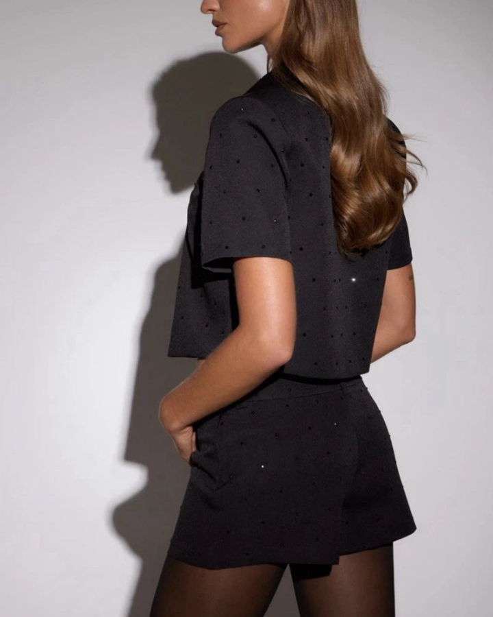 "DAX" Diamante Shirt & Shorts Co-Ord