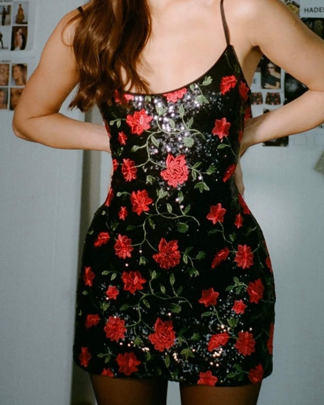 Sequin Rose Mini Dress