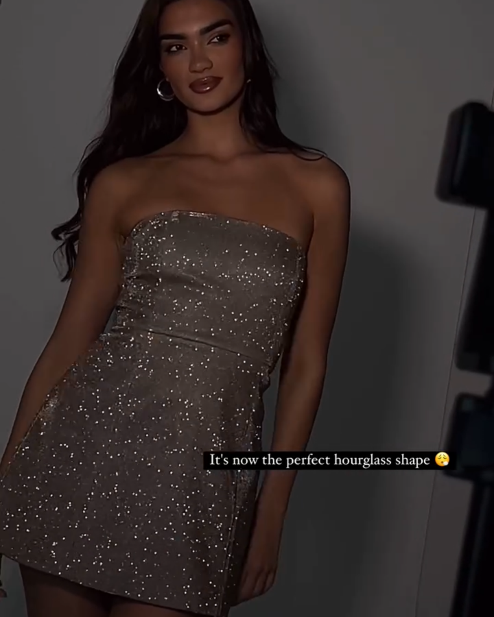 "Camille" Bronze Glitter Mini Dress