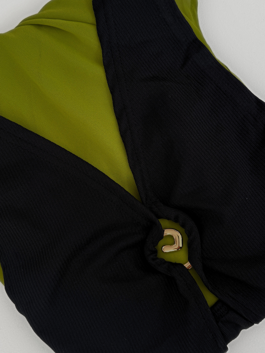 "Yasmin" Black Dress with Green Chiffon Drop Waist