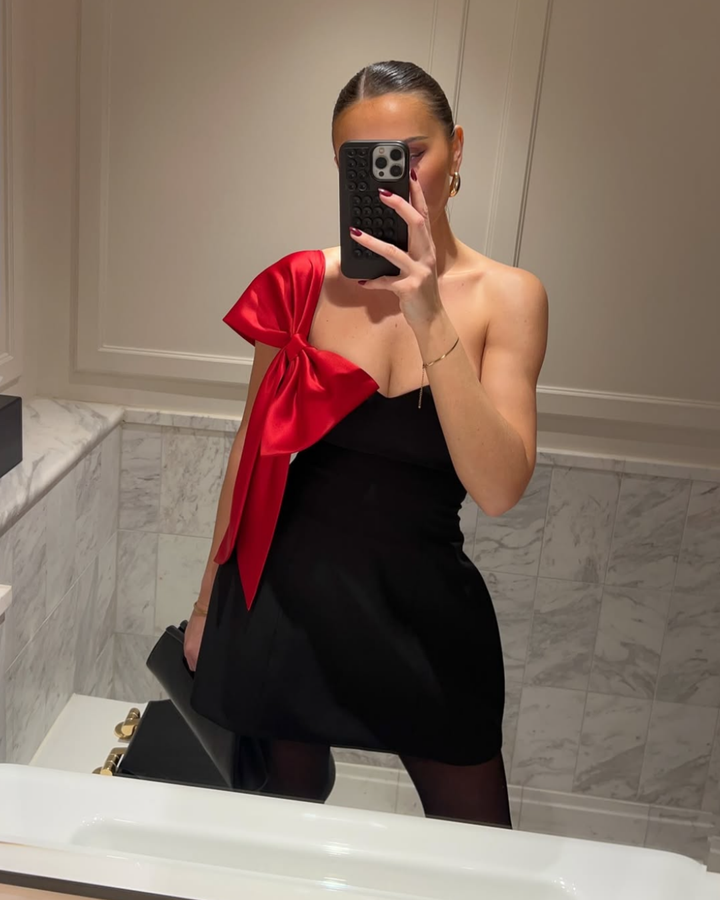 Red / Black Bow Mini Dress