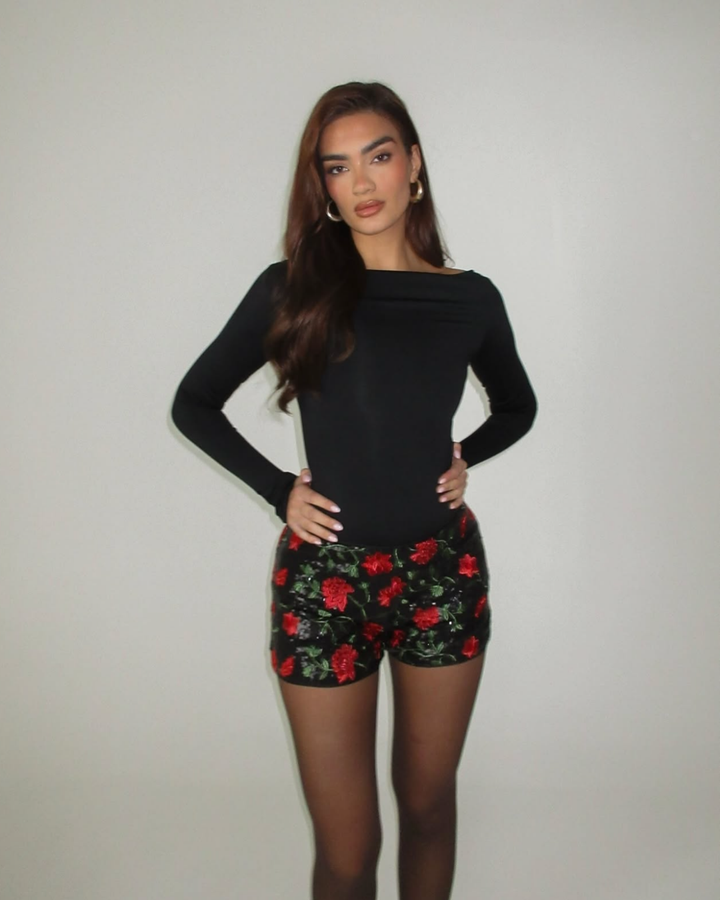 Sequin Rose Mini Shorts